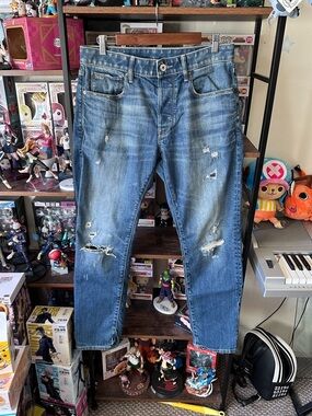 G-Star RAW 3301 Slim Blue Denim Jeans Distressed 32x32 Men’s Faded Designer